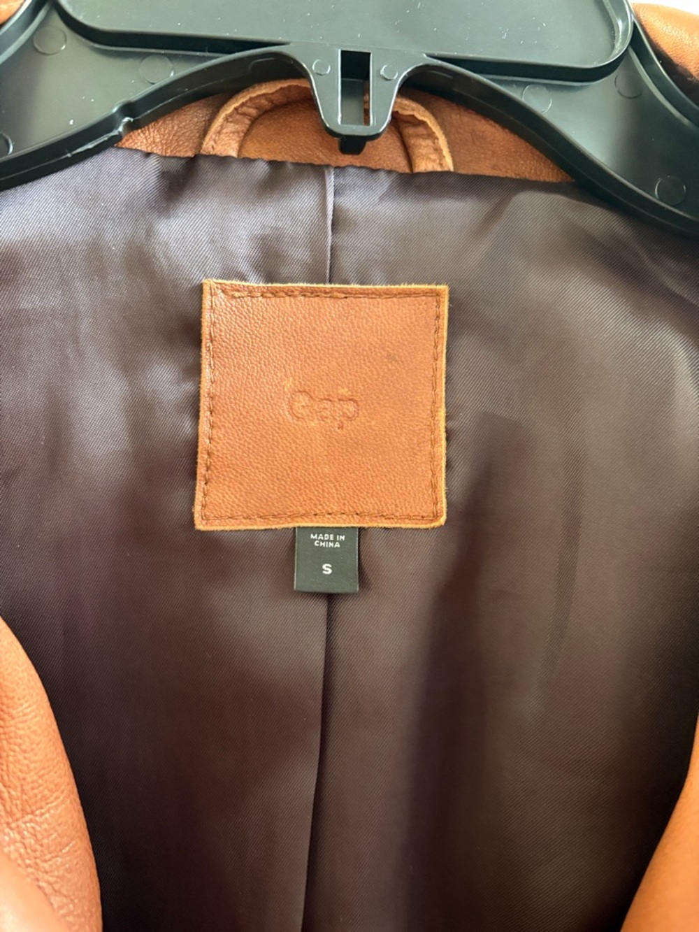 GAP Women's Rust Brown Leather Moto Jacket - Picture 2 of 6